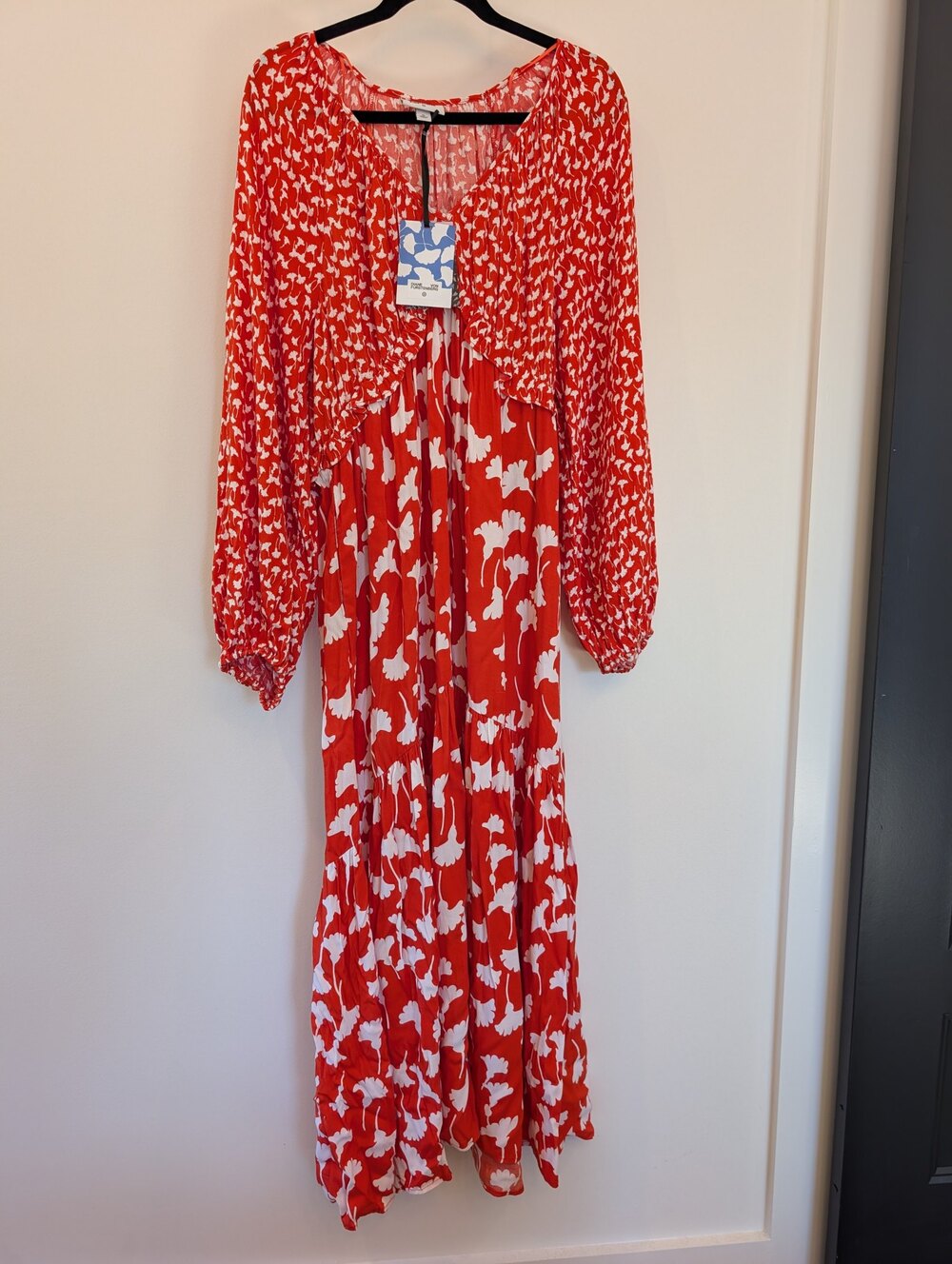NWT Diane von Furstenberg for Target Red White Floral Maxi Dress Womens XL